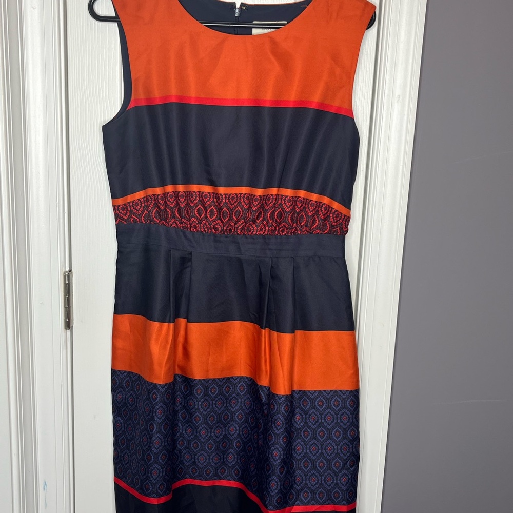 Loft Elegant Orange and Navy Dress